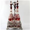 Image 1 : Silver Plated 3 Ruby Glass Bottles Tantalus, Circa 1880
