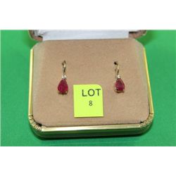 #16 10K GOLD RUBY 1.75CT AND WHITE SAPPHIRE EARRIN