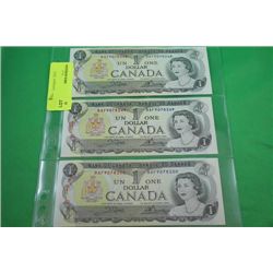 #1 CANADIAN 1 DOLLAR BILLS 1973 UNCIRCULATED IN