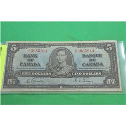 #18 1937 KING GEORGE BANK OF CANADA $5 BILL