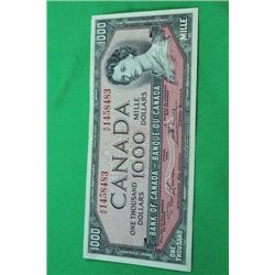 #41 1954 $1000 CANADA BILL VERY GOOD CONDITION