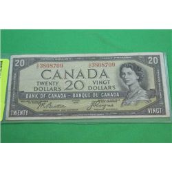 #118 1954 CANADA "DEVILS FACE" $20 BILL