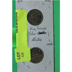 #125 1942 KING GEORGE SILVER NICKEL & CANADA 1949