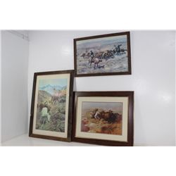 3 Framed Charles Russell Prints