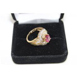14k Gold Ring with Pink Stone