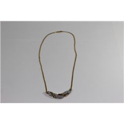 14kt Gold Necklace w/ Clear Stones