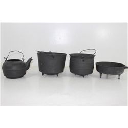 4 Antique Cast Iron Pots and Skillets