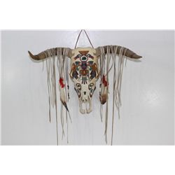 Handpainted Skull with Turquoise