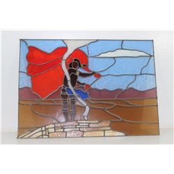 Stained Glass Indian Throwing Smoke Signals