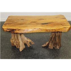 Rustic Pine Table With Saguaro Base