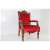 Image 1 : Antique Queen Ann Style Red Velvet Chair