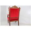 Image 2 : Antique Queen Ann Style Red Velvet Chair