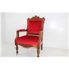 Image 3 : Antique Queen Ann Style Red Velvet Chair