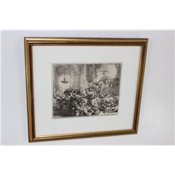 Framed Rembrandt Etching Christ Driving The