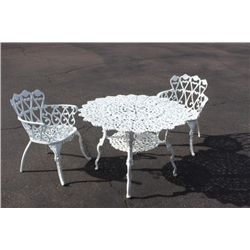 Cast Iron Patio Table With 2 Chairs