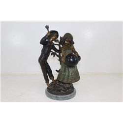 Bronze Boy And Girl With Ball