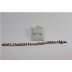Silver and Pearl Bracelet w/ Earrings