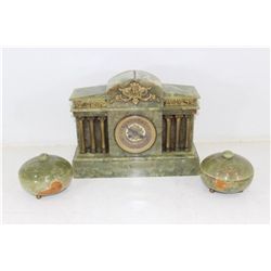 Marble Clock With Accent Bowls