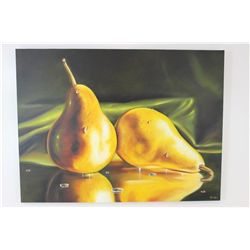 Unframed Original Oil Painting Signed 2 Pears