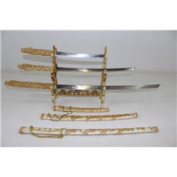 Decorative White Stand with 3 Swords