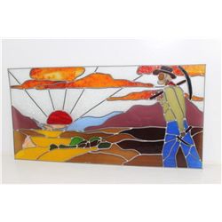 Stained Glass Miner Watching the Sunset