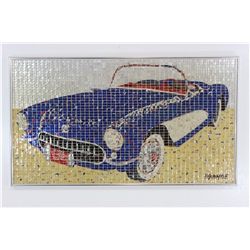 Framed Blue Corvette