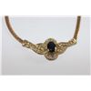 Image 3 : 10K Gold Necklace with Sapphire Stone
