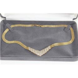 10K Gold Necklace with Clear Stones Gray Case