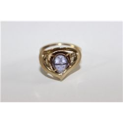10K Gold Ring with Purple Stone