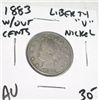 Image 1 : 1883 *1ST YEAR* LIBERTY "V" NICKEL *RARE AU HIGH GRADE* RED BOOK VALUE IS $30.00+!! COIN CAME OUT OF