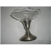 Image 1 : HEAVY CANDY DISH WITH THICK GLASS TOP AND WEIGHTED STERLING SILVER BASE STAMPED *B-I STERLING WEIGHT