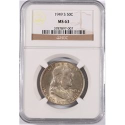 1949-S FRANKLIN HALF DOLLAR, NGC MS-63