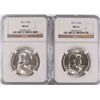 Image 1 : LOT OF ( 2 ) 1951-S FRANKLIN HALF DOLLARS, NGC  MS-63