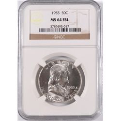 1955 FRANKLIN HALF DOLLAR, NGC MS-64 FBL