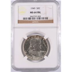 1949 FRANKLIN HALF DOLLAR, NGC MS-64 FBL