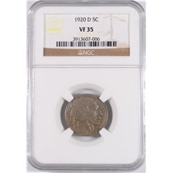 1920-D BUFFALO NICKEL, NGC VF-35  SO CLOSE TO XF!