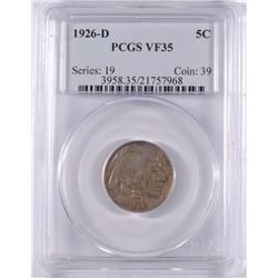 1926-D BUFFALO NICKEL, PCGS VF-35  NICE STRIKE FOR THIS DATE!