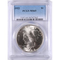1922 PEACE SILVER DOLLAR, PCGS MS-65