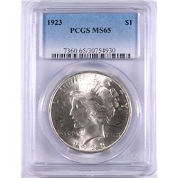 1923 PEACE SILVER DOLLAR, PCGS MS-65