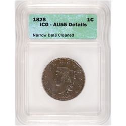 1828 LARGE CENT ICG AU-55 DETAILS