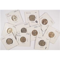 (10) JEFFERSON NICKELS (38, 38-D, 38-S, 40-D, 41-D, 42, 42-P, 43, 50-D, 51)