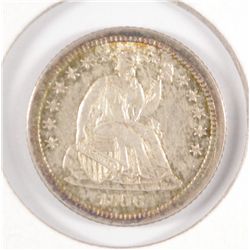 1856-O SEATED HALF DIME AU-58