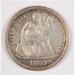 1869-S SEATED DIME AU/BU (RARE DATE)