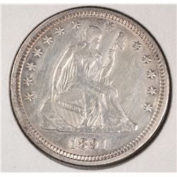 1891 SEATED QUARTER AU