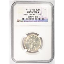 1917-S II STANDING LIBERTY QUARTER NGC UNC DETAILS