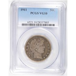 1911 BARBER HALF DOLLAR PCGS VG-10