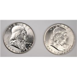 1955 & 1962 FRANKLIN HALF DOLLAR CH BU