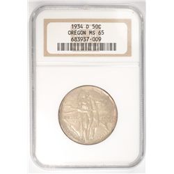 1934-D OREGON TRAIL COMMEN HALF DOLLAR NGC MS-65