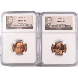 ( 2 ) 1944 LINCOLN CENTS, NGC MS-66 RED