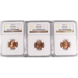 ( 3 ) 1948-S LINCOLN CENTS, NGC MS-66 REDS